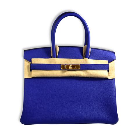 hermes birkin blue electric 30|BRAND NEW Hermes Birkin Electric Blue 30 cm Gold .